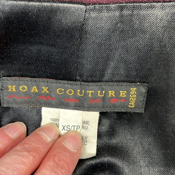 ***sold****Haux Couture Maroon Wool Retro Coat - Picture 5 of 8